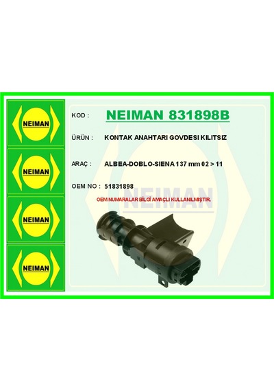 Kontak Anahtarı Govdesı Kılıtsız Albea-doblo-sıena 137 Mm 02 Muratech - 69 - 11 Kilitsiz