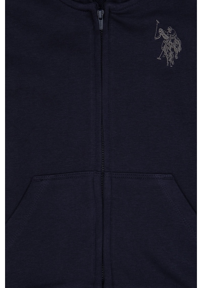 U.S. Polo Assn. Erkek Çocuk Açık Lacivert Fermuarlı Kapüşonlu Sweatshirt 50316706-VR059