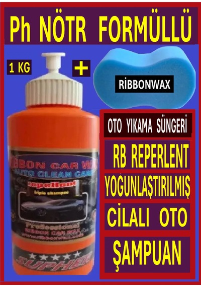 Reperlent Ph Nötr Formüllü Cilalı Oto Yıkama Şampuanı 1 Kg + Oto Yıkama Süngeri