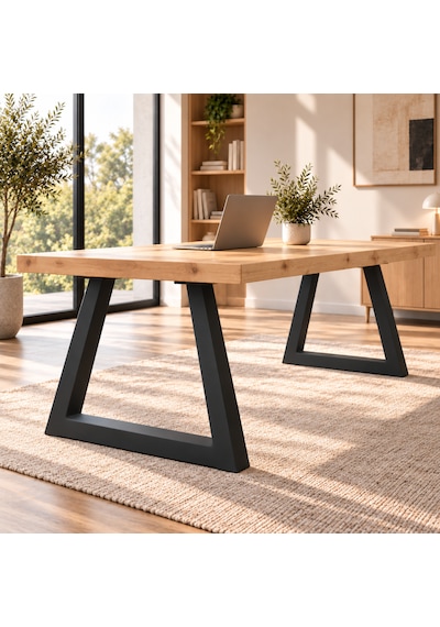 Evkolleksiyon Ters Trapez Metal Masa Ayağı 2 Li Takım 72x72 Cm 60x60 Çelik Profil Siyah