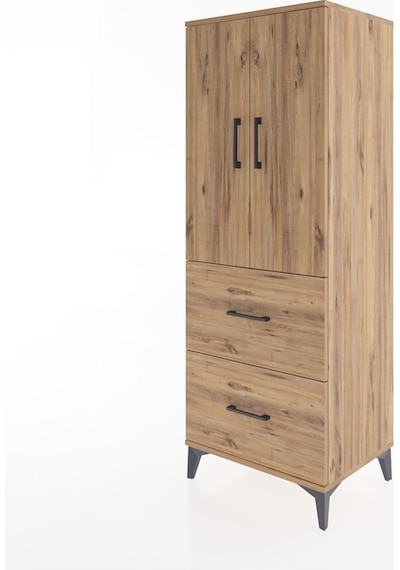Hyperion Dolap 3 Raflı 2 Çekmeceli 2 Kapaklı 60x44x163 Çam-çam Çam
