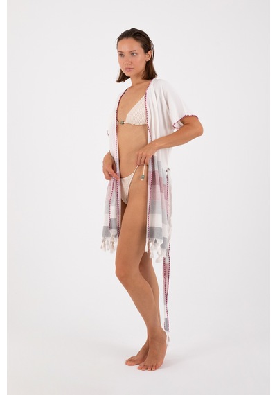 Dokubba - Kimono - Peştemal Kimono - Mikanos Kimono Beyazbordo Beyazbordo