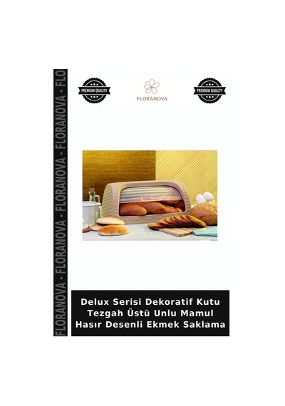 Delux Serisi Dekoratif Kutu Tezgah Üstü Unlu Mamul Hasır Desenli Ekmek Saklama Çok Renkli