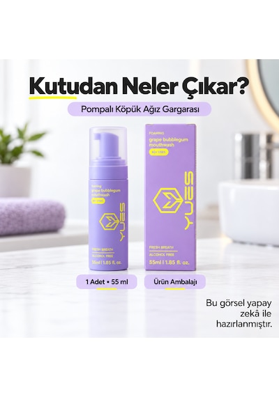 Yues Üzümlü Sakız Aromalı Alkolsüz Köpük Ağız Gargarası 55 Ml