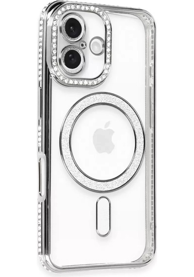 Mey İthalat Apple Uyumlu iPhone 16 Kılıf Joke Simli Magneticsafe Kılıf - Gri