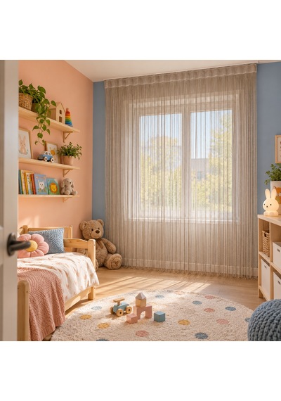 İp Perde Özel Seri İnce Zincir Vizon En 100 Cm Boy 300 Cm Korniş Veya Rustik Kullanılabilir