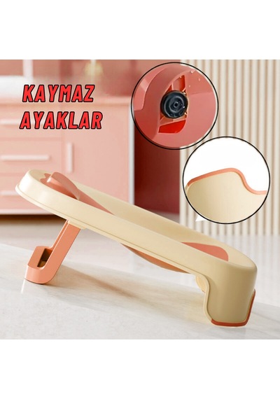 Katlanabilir Silikon Bebek Besleme Ve Yıkama Banyo Oturağı Alt Değiştirme Sehpası Pembe