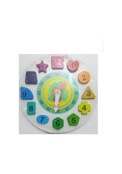 Zhltoys Ahşap Aslan Geometrik Saat Oyuncak Bultak Renkli Saat