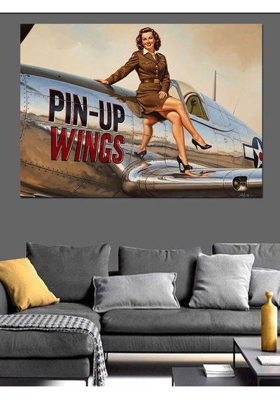 Retro Pin-up Kız Pozu Dekoratif Kanvas - Mdf Ahşap Tablo