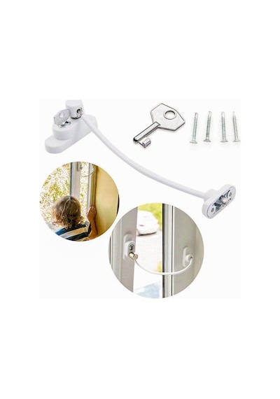 Çelik Halatlı Kilit Pvc Pencere Emniyet Çocuk Güvenlik Kilidi 4a N11.1644
