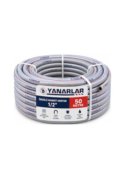 Örgülü Market Hortum 1/2" 50 Metre Esnek Ve Dayanıklı Sulama Hortumu