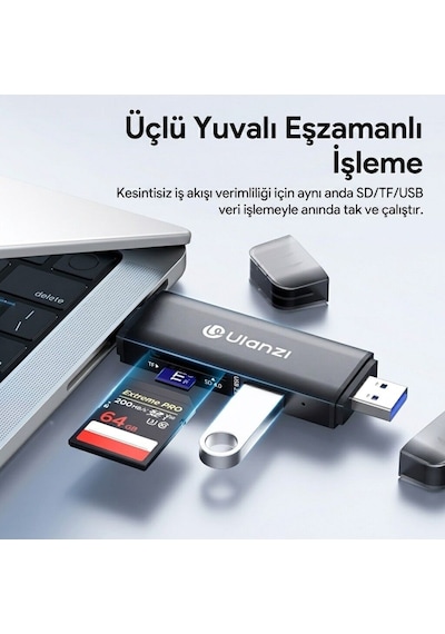 Ulanzi Cr3 3 İn 1 Usb-c Usb-a Kart Okuyucu Sd Microsd - X147