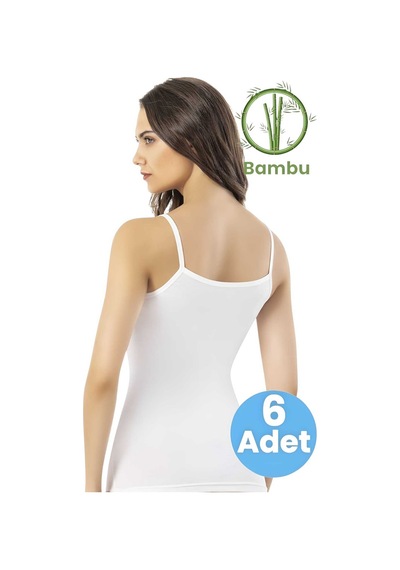 Tezzgelsin Kadın 6'lı İp Askılı Bamboo Atlet Beyaz