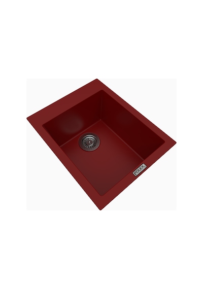 Polex Cristalüx Granit Evye P-05 Bordo Tezgah Altı Ve Tezgah Üstü Kare Mutfak Evyesi 41x51 CM
