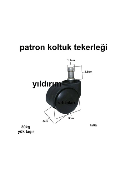 Sehpa Tekerleği Koltuk Tekerleği Kalın Pimli Patron Koltuk Teker