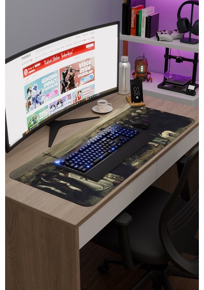 Ornans Ta Cenaze Tablo Courbet V4 90x40 Xxl Gaming Kauçuk Kaymaz Taban Mouse Pad Fare Altlığı