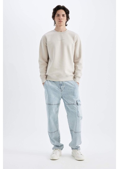DeFacto Boxy Fit Bisiklet Yaka Baskılı Sweatshirt X8282AZ24AUBG766 Bej