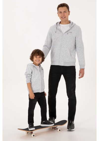 U.S. Polo Assn. Erkek Regular Fit Açık Gri Şardonlu Örme Hırka 50313755-VR001