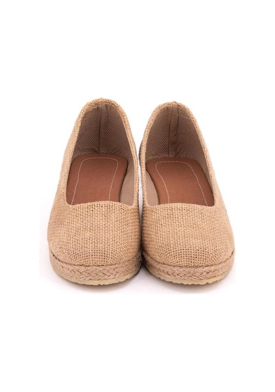 Star Tombis Hasır Günlük Rahat 3cm Anne Ayakkabısı Dolgu Topuklu Gova3cm-0054 Koyu Bej