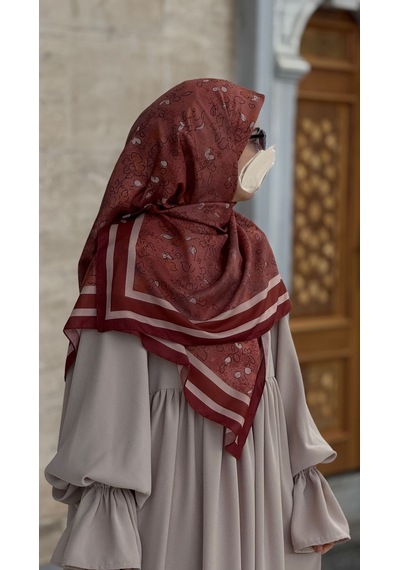 Qalortex Scarf Pamuklu Soft Minâ Desen Eşarp-taba