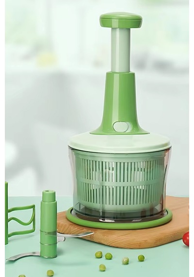 Thentech El İle Basmalı Rondo Taşınabilir Kamp Park Tatillerde Kullanılabilir Pratik El Rondosu El Blender Yeşil