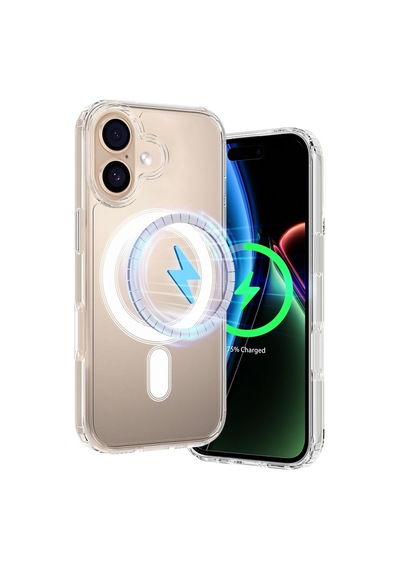 Apple Uyumlu iPhone 17 Magsafe Kablosuz Şarj Özellikli Şeffaf Silikon Kılıf Şeffaf