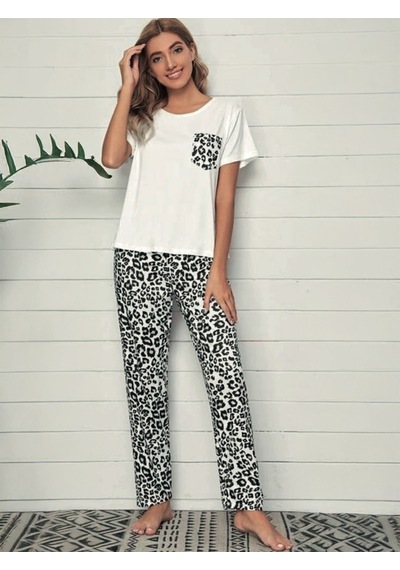 Dofi Kadın Alt Lepoar Desenli Pijama Takımı - Siyah