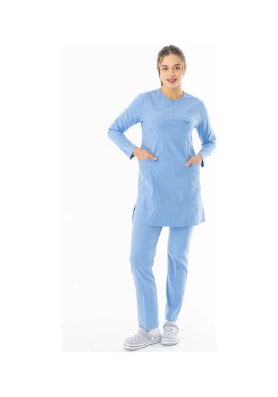 Likra Uzun Kol Doktor Hemşire Forması Açık Mavi Ltst20019 Açık Mavi
