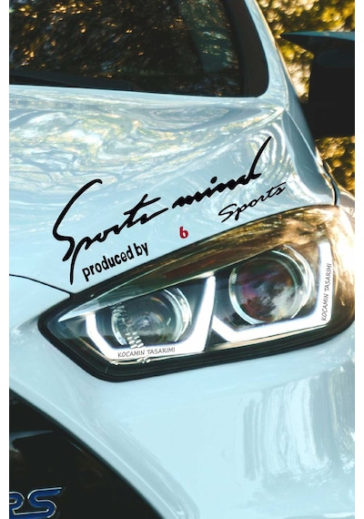 Mazda 6 Sport Mind Far Üstü Şerit Sticker Araca Özel Siyah Kırmızı Yazı Tasarımı 6 Yazılı Siyah & Kırmızı