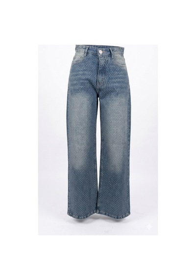 Bluemarlin Yeşil Tint Taşlı Bol Paça Tam Kalıp Denim Kot Pantolon Yeşil