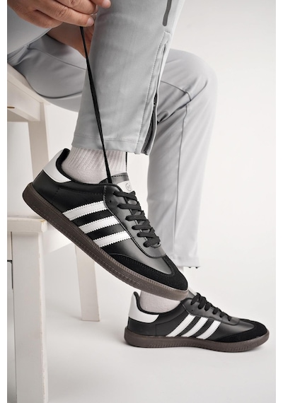 Muggo Jabbar Unisex Ortopedik Günlük Garantili Bağcıklı Yürüyüş Koşu Sneaker Spor Ayakkabı Siyah