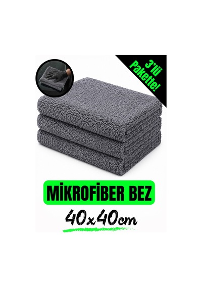 Autofresh 3 Adet Mikrofiber Bez Seti Araç Yıkama Oto Uygulama Temizlik Bezi 40x40 Cm