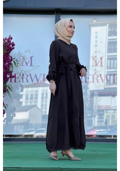 Misswhence 37831 Keten Elbise Kahve Çok Renkli