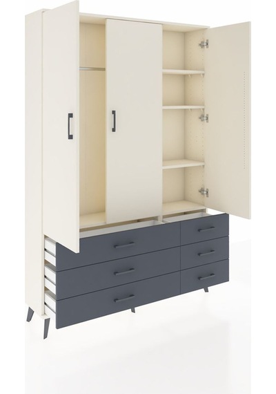 Arges Dolap 5 Raflı 6 Çekmeceli Tek Askılı 132x30x195 Aytaşı-aytaşı/antrasit Aytası/antrasıt Arges Dolap 5 Raflı 6 Çekmeceli Tek Askılı 132x30x195 Aytaşı-aytaşı/antrasit Aytası/antrasıt