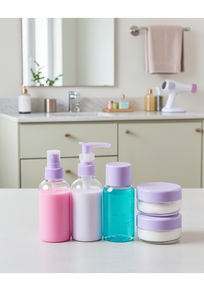 5 Parça Şeffaf Seyahat Kozmetik Seti 30 Ml Uczzz5liseyahatşişesimor-4 Diğer
