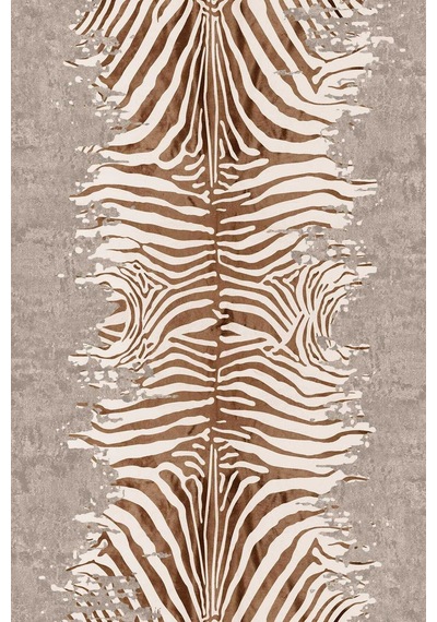 Frenda Home Zebra Desen Pamuk Taban Baskılı Halı Bej