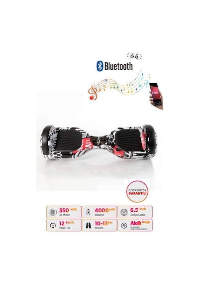 Elektrikli Kaykay Scooter Akıllı Denge Hoverboard + Hoverkart + Çanta Full Ledli Extrem Paket D06