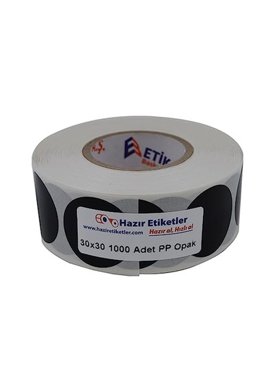Pp Opak Daire Çap Etiketi Rulo Etiket, 30mm X 30mm Çap 1000 Adet, Yuvarlak Siyah Zemin Baskılı Kontrol Etiketi 124-Pembe