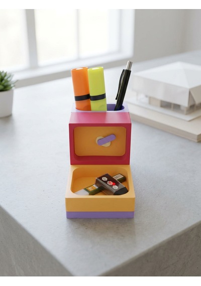 Elarıo Prizma Organizer Mıknatıslı Ve Saatli Masaüstü Organizer Set1 Çok Renkli