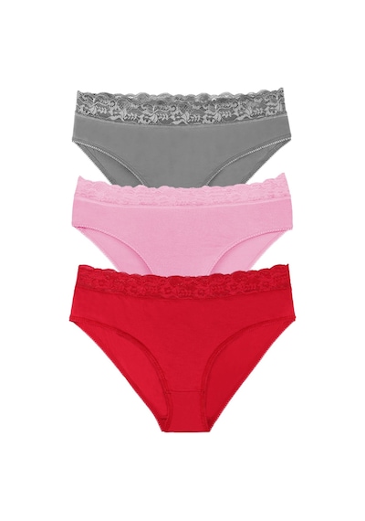 Sensu Kadın Bambu Kumaş Beli Dantelli Slip Külot 3'lü Paket Set Kts1093 Model-2 Model2