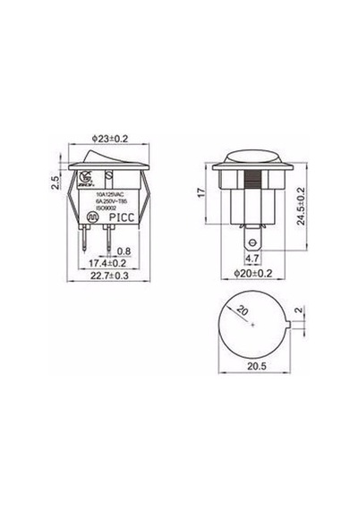 Ic-133 Yuvarlak Işıksız Devre Anahtarı On-off 2p