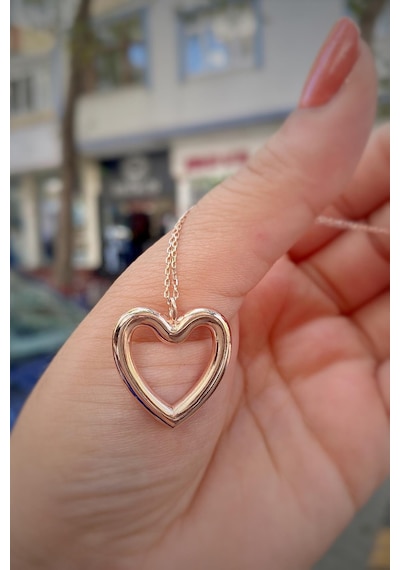 Gümüş Taşsız Bombeli Kalp Kolye Cm14e365 Rose Gold