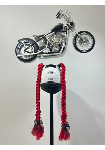 Motor & Motosiklet Kırmızı Çift Örgü Saç Kask Dış Aksesuarı