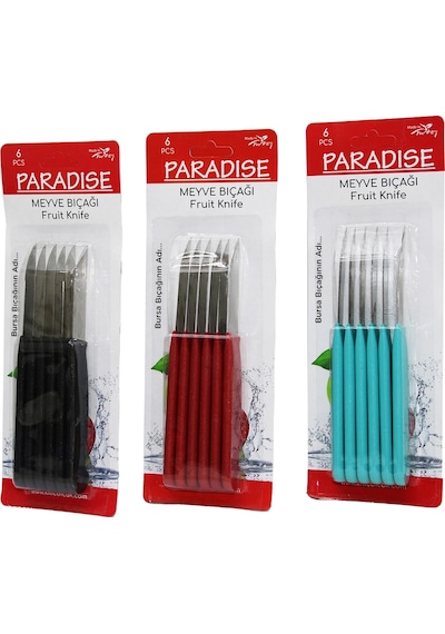 6 Parça Meyve Bıçak Renkli Plastik Saplı 5468 Çok Renkli