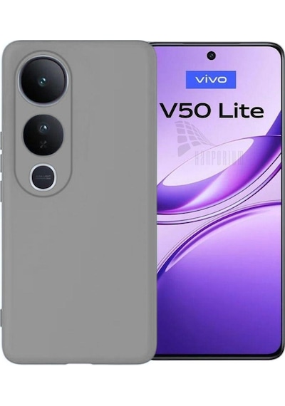 Vivo V50 Lite Uyumlu Silikon Kılıf - Kamera Korumalı Esnek Pastel Renk Kapak - Gri