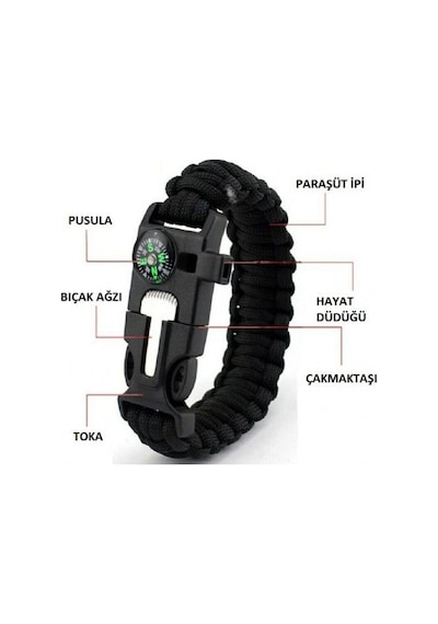 Acil Durum Taktiksel Paracord Hayatta Kalma Survival Bilekliği Haki