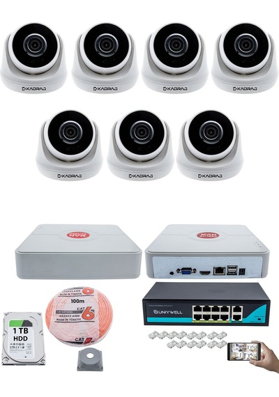 7 Kameralı Ip Dome Güvenlik Kamerası Seti Kdj-7s-1d-ıp-v0