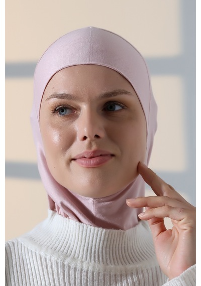 Pratik Boyunluklu Geçmeli Büyük Tesettür Bone - Pembe Pembe
