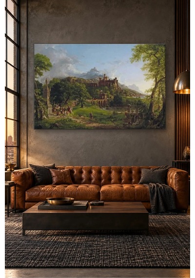 Fida Thomas Cole Şatodan Yola Çıkan Atlılar Canvas Tablo Çok Renkli