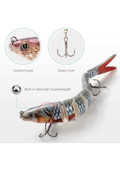 8 Eklemli 3d Oynak Rapala 13.5gr Sahte Balık Yem Wobblers Swimbait Tuzlu Ve Tatlı Su